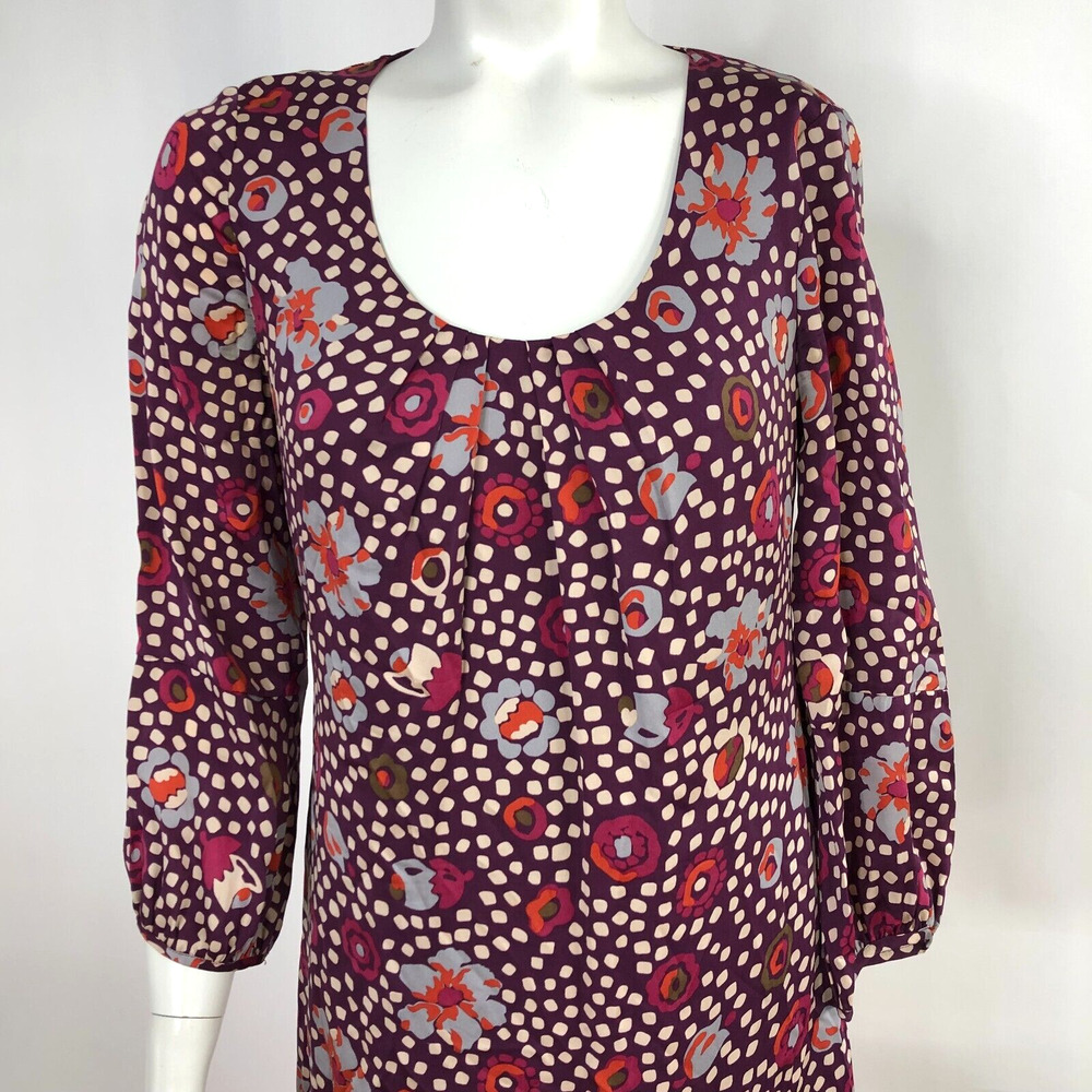 Boden Size 4L 100% Silk Jacquard Scoop Neck A-line Shift Women's Dress